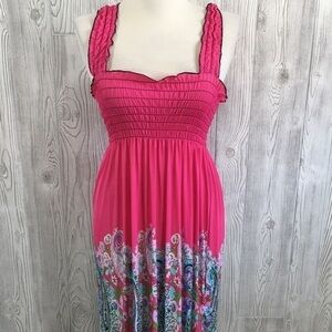 𝅺fc Summer Sundress Hot Pink Paisley Size Small-Medium Long